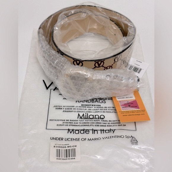 Valentino by Mario Valentino Justine Monogram Print Leather Belt - Picture 5 of 6